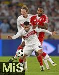 16.08.2025, Fussball Bundesliga 2025/2026, Franz-Beckenbauer-Supercup, VfB Stuttgart - FC Bayern Mnchen, in der MHP-Arena (Stuttgart). v.l. Deniz Undav (Stuttgart), Nick Woltemade (Stuttgart) und Jonathan Tah (FC Bayern Mnchen) 