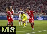 16.08.2025, Fussball Bundesliga 2025/2026, Franz-Beckenbauer-Supercup, VfB Stuttgart - FC Bayern Mnchen, in der MHP-Arena (Stuttgart). Torjubel, re: Luis Diaz (FC Bayern Mnchen) mit Sacha Boey (FC Bayern Mnchen) 