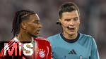 16.08.2025, Fussball Bundesliga 2025/2026, Franz-Beckenbauer-Supercup, VfB Stuttgart - FC Bayern Mnchen, in der MHP-Arena (Stuttgart). re: Schiedsrichter Harm Osmers, der Schiedsrichter hat eine neue Technik im Einsatz, die RefCam, eine Mini-Kamera am Headset am rechten Ohr. li: Michael Olise (FC Bayern Mnchen) 