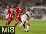 16.08.2025, Fussball Bundesliga 2025/2026, Franz-Beckenbauer-Supercup, VfB Stuttgart - FC Bayern Mnchen, in der MHP-Arena (Stuttgart). v.li: Luis Diaz (FC Bayern Mnchen) gegen Jamie Leweling (Stuttgart) 