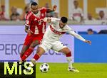 16.08.2025, Fussball Bundesliga 2025/2026, Franz-Beckenbauer-Supercup, VfB Stuttgart - FC Bayern Mnchen, in der MHP-Arena (Stuttgart). v.li: Jonathan Tah (FC Bayern Mnchen) gegen Deniz Undav (Stuttgart) 