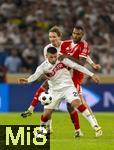 16.08.2025, Fussball Bundesliga 2025/2026, Franz-Beckenbauer-Supercup, VfB Stuttgart - FC Bayern Mnchen, in der MHP-Arena (Stuttgart). v.re, Jonathan Tah (FC Bayern Mnchen), Deniz Undav (Stuttgart), Nick Woltemade (Stuttgart) 