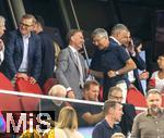 16.08.2025, Fussball Bundesliga 2025/2026, Franz-Beckenbauer-Supercup, VfB Stuttgart - FC Bayern Mnchen, in der MHP-Arena (Stuttgart). Ehrengste, Vorstandsvorsitzender Jan-Christian Dreesen (FC Bayern Mnchen), Geschftsfhrer Hans-Joachim Watzke (Borussia Dortmund), Sportdirektor Rudi Vller (Deutschland), Trainer Julian Nagelsmann (Deutschland), Prsident Herbert Hainer (FC Bayern), 