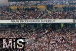 16.08.2025, Fussball Bundesliga 2025/2026, Franz-Beckenbauer-Supercup, VfB Stuttgart - FC Bayern Mnchen, in der MHP-Arena (Stuttgart). An den Tribnen das Branding des Supercups: Franz Beckenbauer Supercup Schriftzug.   