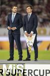 16.08.2025, Fussball Bundesliga 2025/2026, Franz-Beckenbauer-Supercup, VfB Stuttgart - FC Bayern Mnchen, in der MHP-Arena (Stuttgart).  DFL-Geschftsfhrer Steffen Merkel und Marc Lenz bei der Siegerehrung 