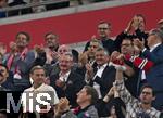 22.08.2025, Fussball Bundesliga 2025/2026, 1.Spieltag, FC Bayern Mnchen - RB Leipzig, in der Allianz-Arena Mnchen, Jubel auf der Ehrentribne, Ehren-Prsident Uli Hoene (FC Bayern Mnchen, Hoeness), Sportvorstand Max Eberl (Bayern Mnchen) , Vorstandsvorsitzender Jan-Christian Dreesen (FC Bayern Mnchen) und Prsident Herbert Hainer (FC Bayern) 


