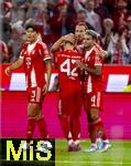 22.08.2025, Fussball Bundesliga 2025/2026, 1.Spieltag, FC Bayern Mnchen - RB Leipzig, in der Allianz-Arena Mnchen, Torjubel v.li: Min-jae Kim (Bayern Mnchen, Minjae Kim), Luis Diaz (FC Bayern Mnchen), Lennart Karl (FC Bayern Mnchen), Harry Kane (FC Bayern Mnchen) 