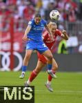 06.09.2025, Google-Pixel Frauenfussball Bundesliga 2025/2026, 1.Spieltag, FC Bayern Mnchen - Bayer 04 Leverkusen, in der Allianz-Arena Mnchen, 
Ruby Grant (Bayer Leverkusen) gegen Magdalena Eriksson (FC Bayern Mnchen) 
