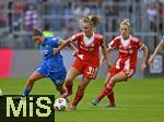 06.09.2025, Google-Pixel Frauenfussball Bundesliga 2025/2026, 1.Spieltag, FC Bayern Mnchen - Bayer 04 Leverkusen, in der Allianz-Arena Mnchen, 
Ruby Grant (Bayer Leverkusen) gegen Georgia Stanway (FC Bayern Mnchen)  
