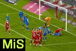 06.09.2025, Google-Pixel Frauenfussball Bundesliga 2025/2026, 1.Spieltag, FC Bayern Mnchen - Bayer 04 Leverkusen, in der Allianz-Arena Mnchen, Torszene zum 1:0 durch Vanessa Gilles (unten, FC Bayern Mnchen) 

