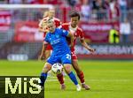 06.09.2025, Google-Pixel Frauenfussball Bundesliga 2025/2026, 1.Spieltag, FC Bayern Mnchen - Bayer 04 Leverkusen, in der Allianz-Arena Mnchen, v.li: Vanessa Fudalla (Leverkusen) gegen Momoko Tanikawa (FC Bayern Mnchen) 

