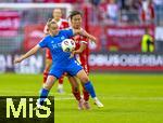 06.09.2025, Google-Pixel Frauenfussball Bundesliga 2025/2026, 1.Spieltag, FC Bayern Mnchen - Bayer 04 Leverkusen, in der Allianz-Arena Mnchen, v.li: Vanessa Fudalla (Leverkusen) gegen Momoko Tanikawa (FC Bayern Mnchen) 

