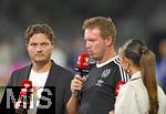 07.09.2025, Fussball WM-Qualifikation Europa 2025/26, 6.Spieltag,  Deutschland - Nordirland, im Rhein-Energie-Stadion Kln,  Edin Teric (Deutschland) als TV Experte, Trainer Julian Nagelsmann (Deutschland) und Laura Wontorra (re, Deutschland).