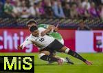 07.09.2025, Fussball WM-Qualifikation Europa 2025/26, 6.Spieltag,  Deutschland - Nordirland, im Rhein-Energie-Stadion Kln, Nadiem Amiri (Deutschland) wird zu Boden gerissen.