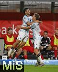 14.09.2025, Fussball 3. Liga 2025/2026, 5.Spieltag, TSV 1860 Mnchen - TSV Havelse, im Stadion an der Grnwalder Strasse Mnchen, Torjubel v.l. Kevin Volland (TSV 1860 Mnchen), Max Christiansen (TSV 1860 Mnchen)

