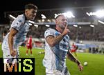 14.09.2025, Fussball 3. Liga 2025/2026, 5.Spieltag, TSV 1860 Mnchen - TSV Havelse, im Stadion an der Grnwalder Strasse Mnchen, v.l. Sean Dulic (TSV 1860 Mnchen) und Patrick Hobsch (TSV 1860 Mnchen) jubeln.

