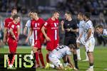 14.09.2025, Fussball 3. Liga 2025/2026, 5.Spieltag, TSV 1860 Mnchen - TSV Havelse, im Stadion an der Grnwalder Strasse Mnchen, Schiedsrichter Michael Nther mit Noah Plume (TSV Havelse) und Besfort Kolgeci (TSV Havelse), 