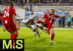 14.09.2025, Fussball 3. Liga 2025/2026, 5.Spieltag, TSV 1860 Mnchen - TSV Havelse, im Stadion an der Grnwalder Strasse Mnchen, v.re: Dominic Minz (TSV Havelse) gegen Sigurd Haugen (TSV 1860 Mnchen) 