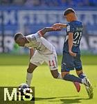 20.09.2025, Fussball Bundesliga 2025/2026, 4.Spieltag, TSG 1899 Hoffenheim - FC Bayern Mnchen, in der PreZero-Arena (Sinsheim). v.l. Nicolas Jackson (FC Bayern Mnchen) gegen Albian Hajdari (TSG 1899 Hoffenheim) 


