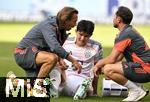 20.09.2025, Fussball Bundesliga 2025/2026, 4.Spieltag, TSG 1899 Hoffenheim - FC Bayern Mnchen, in der PreZero-Arena (Sinsheim). Min-jae Kim (Bayern Mnchen, Minjae Kim) verletzt,


