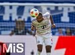 20.09.2025, Fussball Bundesliga 2025/2026, 4.Spieltag, TSG 1899 Hoffenheim - FC Bayern Mnchen, in der PreZero-Arena (Sinsheim). Jonathan Tah (FC Bayern Mnchen) Kopfball, der Schweiss spritzt.