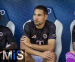 20.09.2025, Fussball Bundesliga 2025/2026, 4.Spieltag, TSG 1899 Hoffenheim - FC Bayern Mnchen, in der PreZero-Arena (Sinsheim). Raphael Guerreiro (FC Bayern Mnchen) auf der Bank.