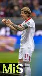 04.10.2025, Fussball 1. Bundesliga 2025/2026, 6.Spieltag, FC Augsburg - VfL Wolfsburg, in der WWK-Arena Augsburg. Torjubel Kristjan Jakic (FC Augsburg) 