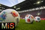 04.10.2025, Fussball 1. Bundesliga 2025/2026, 6.Spieltag, FC Augsburg - VfL Wolfsburg, in der WWK-Arena Augsburg. Spielball Derbystar auf dem Spielfeld vor dem Aufwrmen.