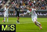 04.10.2025, Fussball 1. Bundesliga 2025/2026, 6.Spieltag, FC Augsburg - VfL Wolfsburg, in der WWK-Arena Augsburg. Elvis Rexhbecaj (FC Augsburg) jubelt 