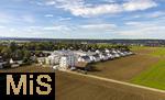 08.10.2025,  Bad Wrishofen,  Neubauprojekt in der Gartenstadt. Neue Wohnanlage auf dem Gelnde der ehemaligen Schwermer Fabrik. Luftbild.  
