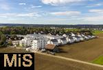 08.10.2025,  Bad Wrishofen,  Neubauprojekt in der Gartenstadt. Neue Wohnanlage auf dem Gelnde der ehemaligen Schwermer Fabrik. Luftbild.  