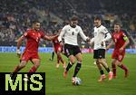 10.10.2025, Fussball WM-Qualifikation Europa 2025/26, 7.Spieltag,  Deutschland - Luxemburg, in der PreZero-Arena (Sinsheim). v.l. Seid Korac (Luxemburg), Leon Goretzka (Deutschland), Florian Wirtz (Deutschland) und Laurent Jans (Luxemburg) 