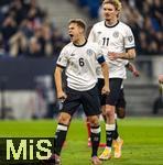 10.10.2025, Fussball WM-Qualifikation Europa 2025/26, 7.Spieltag,  Deutschland - Luxemburg, in der PreZero-Arena (Sinsheim). Torjubel, Nick Woltemade (Deutschland), Joshua Kimmich (Deutschland), 