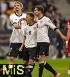 10.10.2025, Fussball WM-Qualifikation Europa 2025/26, 7.Spieltag,  Deutschland - Luxemburg, in der PreZero-Arena (Sinsheim). Torjubel, Nick Woltemade (Deutschland), Joshua Kimmich (Deutschland), Leon Goretzka (Deutschland), 