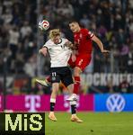 10.10.2025, Fussball WM-Qualifikation Europa 2025/26, 7.Spieltag,  Deutschland - Luxemburg, in der PreZero-Arena (Sinsheim). v.li: Nick Woltemade (Deutschland) gegen Seid Korac (Luxemburg) 