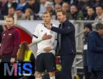 10.10.2025, Fussball WM-Qualifikation Europa 2025/26, 7.Spieltag,  Deutschland - Luxemburg, in der PreZero-Arena (Sinsheim). v.li: Maximilian Beier (Deutschland) bei seiner Einwechslung, re: National-Trainer Julian Nagelsmann (Deutschland) 