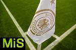 10.10.2025, Fussball WM-Qualifikation Europa 2025/26, 7.Spieltag,  Deutschland - Luxemburg, in der PreZero-Arena (Sinsheim). Eckfahnen sind mit dem Logo des DFB mit dem Bundesadler bedruckt.