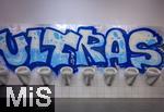 10.10.2025, Fussball WM-Qualifikation Europa 2025/26, 7.Spieltag,  Deutschland - Luxemburg, in der PreZero-Arena (Sinsheim). Im Toilettenbereich fr Mnner ist die Fliesenwand an den Pissoirs von den Hoffenheimer Fans mit ULTRAS beschmiert.