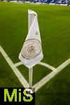 10.10.2025, Fussball WM-Qualifikation Europa 2025/26, 7.Spieltag,  Deutschland - Luxemburg, in der PreZero-Arena (Sinsheim). Eckfahnen sind mit dem Logo des DFB mit dem Bundesadler bedruckt.