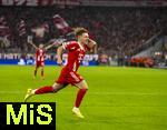 22.10.2025,  Fussball UEFA Championsleague 2025/2026: Vorrunde 3.Spieltag, FC Bayern Mnchen - Club Brgge, in der Allianz-Arena Mnchen. Torjubel Lennart Karl (FC Bayern Mnchen) 
