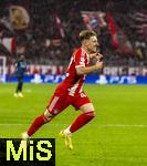 22.10.2025,  Fussball UEFA Championsleague 2025/2026: Vorrunde 3.Spieltag, FC Bayern Mnchen - Club Brgge, in der Allianz-Arena Mnchen. Torjubel Lennart Karl (FC Bayern Mnchen) 