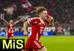 22.10.2025,  Fussball UEFA Championsleague 2025/2026: Vorrunde 3.Spieltag, FC Bayern Mnchen - Club Brgge, in der Allianz-Arena Mnchen. Torjubel Lennart Karl (FC Bayern Mnchen) 