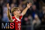 22.10.2025,  Fussball UEFA Championsleague 2025/2026: Vorrunde 3.Spieltag, FC Bayern Mnchen - Club Brgge, in der Allianz-Arena Mnchen. Lennart Karl (FC Bayern Mnchen) Torjubel 