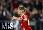22.10.2025,  Fussball UEFA Championsleague 2025/2026: Vorrunde 3.Spieltag, FC Bayern Mnchen - Club Brgge, in der Allianz-Arena Mnchen. Lennart Karl (FC Bayern Mnchen) Torjubel 
