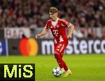 22.10.2025,  Fussball UEFA Championsleague 2025/2026: Vorrunde 3.Spieltag, FC Bayern Mnchen - Club Brgge, in der Allianz-Arena Mnchen. Lennart Karl (FC Bayern Mnchen) am Ball 
