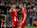 22.10.2025,  Fussball UEFA Championsleague 2025/2026: Vorrunde 3.Spieltag, FC Bayern Mnchen - Club Brgge, in der Allianz-Arena Mnchen. Torjubel v.li: Luis Diaz (FC Bayern Mnchen), Konrad Laimer (FC Bayern Mnchen) 