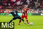22.10.2025,  Fussball UEFA Championsleague 2025/2026: Vorrunde 3.Spieltag, FC Bayern Mnchen - Club Brgge, in der Allianz-Arena Mnchen. v.lI. Joel Ordonez (Club Brgge) gegen Harry Kane (FC Bayern Mnchen) 