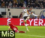 14.11.2025, Fussball WM-Qualifikation Europa 2025/26, 9.Spieltag,  Luxemburg - Deutschland, im Stade de Luxembourg (Croix de Gasperich, Luxemburg), Leroy Sane (Deutschland) Schuss gegen Laurent Jans (Luxemburg) 
