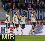 14.11.2025, Fussball WM-Qualifikation Europa 2025/26, 9.Spieltag,  Luxemburg - Deutschland, im Stade de Luxembourg (Croix de Gasperich, Luxemburg), v.li: Serge Gnabry (Deutschland), Waldemar Anton (Deutschland),  Ridle Baku (Deutschland), Aleksandar Pavlovic (Deutschland), 