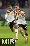 14.11.2025, Fussball WM-Qualifikation Europa 2025/26, 9.Spieltag,  Luxemburg - Deutschland, im Stade de Luxembourg (Croix de Gasperich, Luxemburg), Serge Gnabry (Deutschland), David Raum (Deutschland) 